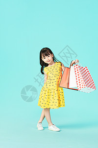 小女孩购物童装模特高清图片