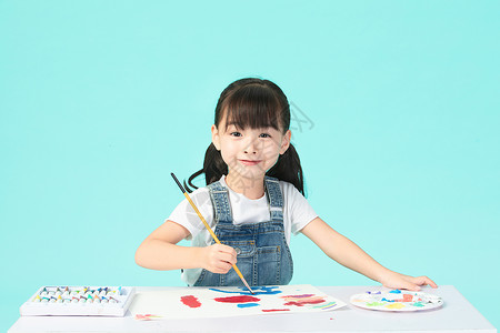 涂鸦画笔素材小女孩画画背景