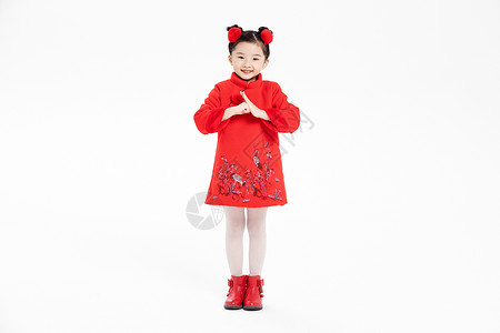 春节拜年儿童形象背景图片