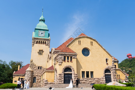 青岛基督教堂背景