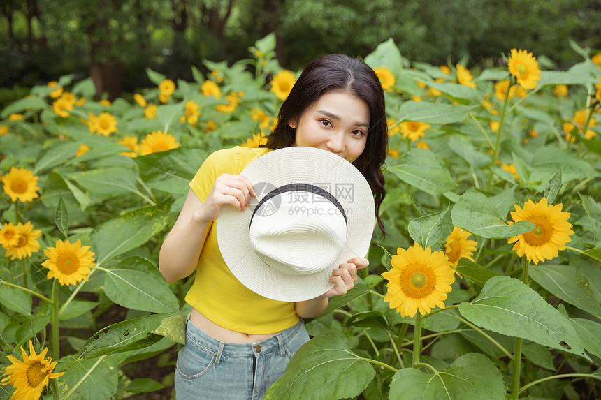 向日葵中的少女图片