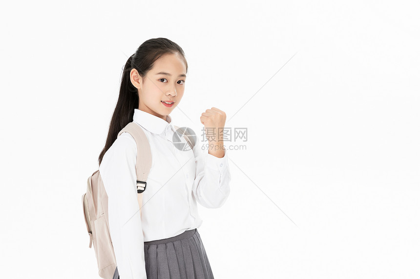 背书包中学生女孩加油图片