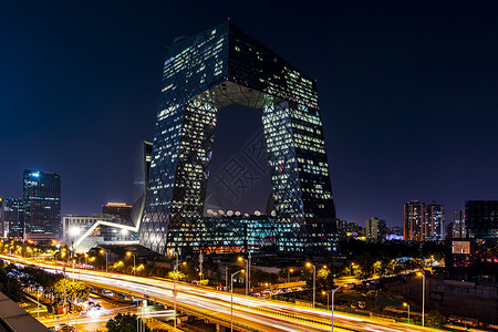 广汽汽车北京中央电视台大楼夜晚背景