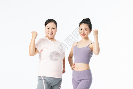 胖瘦姐妹运动加油图片