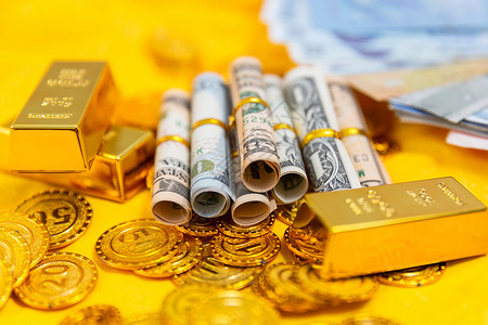 美元透明素材金融货币黄金素材背景