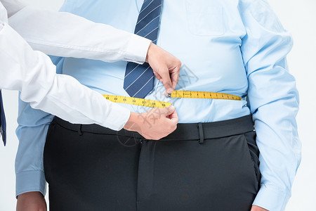 脂肪堆积肥胖商务男性量腰围背景