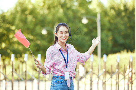 女导游形象女性导游旗高清图片