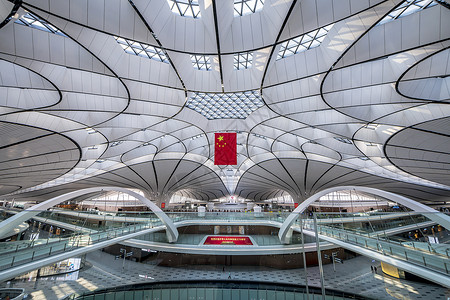 空间线条北京大兴国际机场的建筑背景