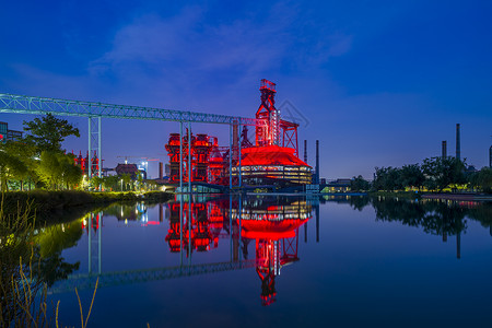 首都钢铁厂北京首都钢铁遗址夜景风光背景