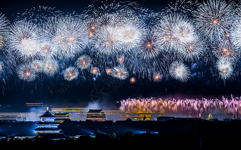 禁放焰火北京天坛国庆期间火树银花背景