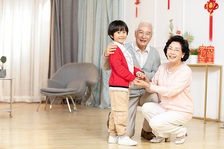 新年祖孙家庭照人物高清图片素材