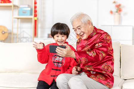 新年祖孙视频拜年高清图片