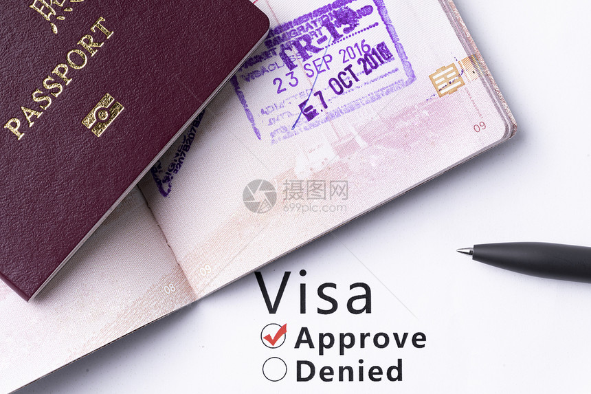国外留学出国签证visa特写