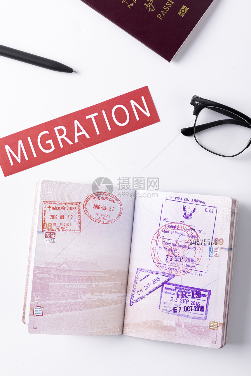 移民国外留学出国签证visa盖章