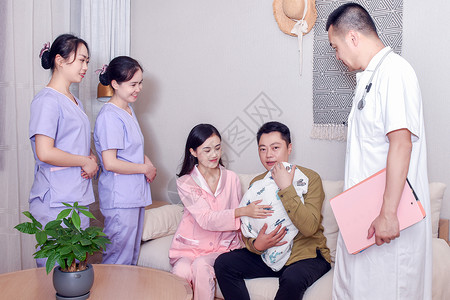 重阳节看望父母医护人员看望新生儿父母背景