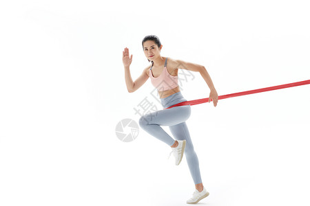 女性拉弹力绳图片