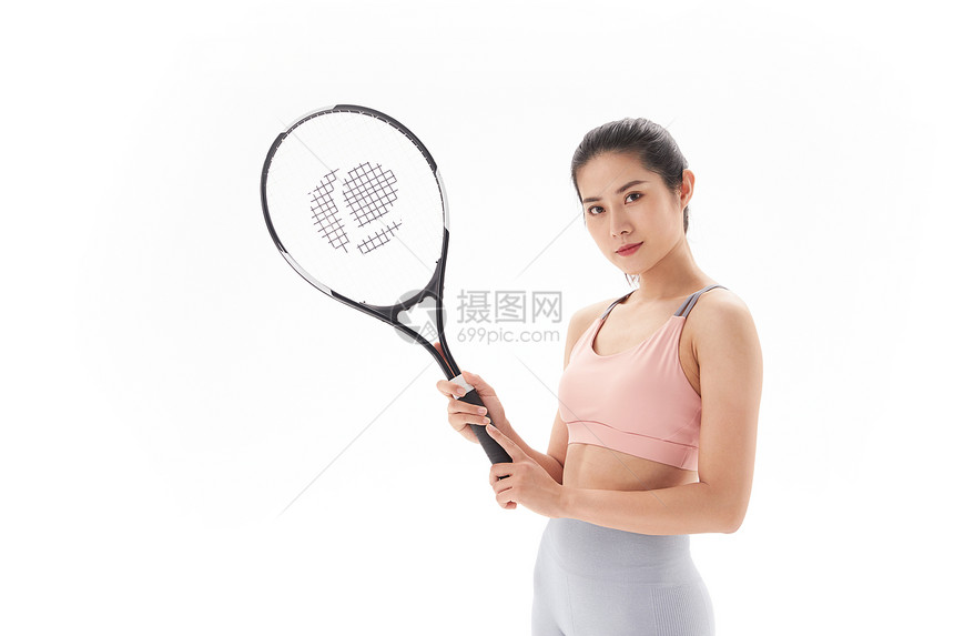 运动女性打网球 图片