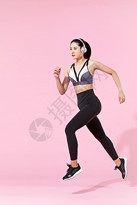 健身女性奔跑模特高清图片素材