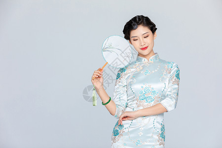 中国风旗袍美女优雅高清图片素材