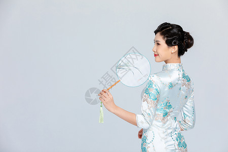 中国风旗袍美女复古高清图片素材