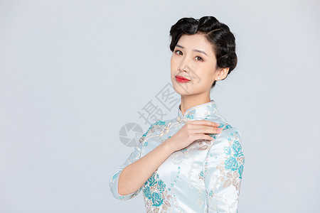 中国风旗袍优雅女性背景图片