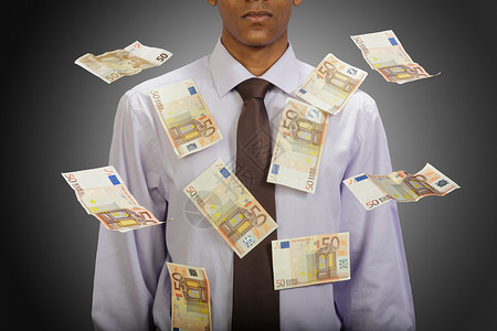 欧元纸币四处飞扬高清图片