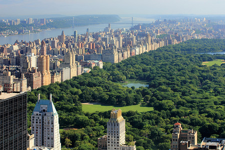 纽约长岛曼哈顿市中心和中央公园背景
