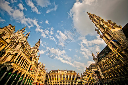 比利时钟楼布鲁塞尔大广场背景