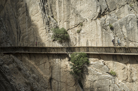 卡米尼托·德尔雷西班牙马拉加El Chorro Caminito del Ray走道的俯视图背景