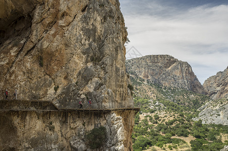 卡米尼托·德尔雷西班牙马拉加El Chorro Caminito del Ray人行道立面图背景