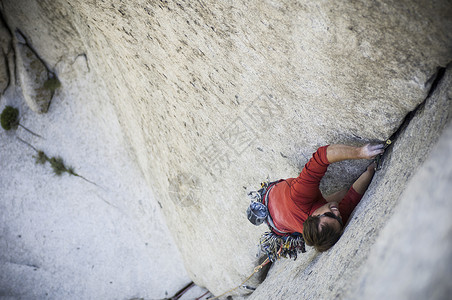 攀岩“邦基特”5.10D-美国犹他州盐湖城小棉白杨峡谷背景图片