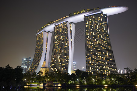 新加坡滨海金沙湾酒店夜景高清图片