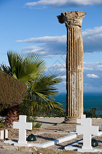 突尼斯恩菲达附近塔克鲁纳公墓的坟墓背景图片
