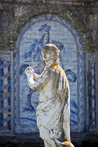 长官佛朗蒂拉宫美丽花园里的蓝色琉璃瓷砖背景