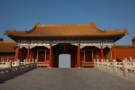 华美的中国式庭院建筑背景图片