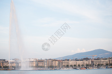 喷射式瑞士日内瓦湖喷气式淡香水喷泉景观背景