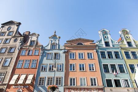 波兰格但斯克彩色历史建筑背景图片