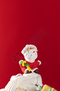 蛋糕上的卡通圣诞老人背景图片