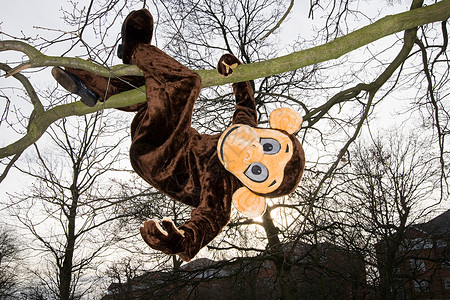 国服猴子素材穿猴服挂在树上的人背景