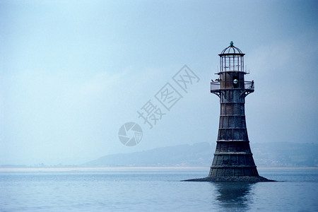 威尔士海岸灯塔背景图片