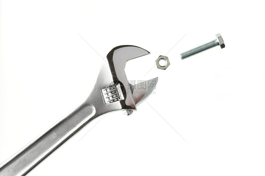 扳手螺栓和金属螺母图片