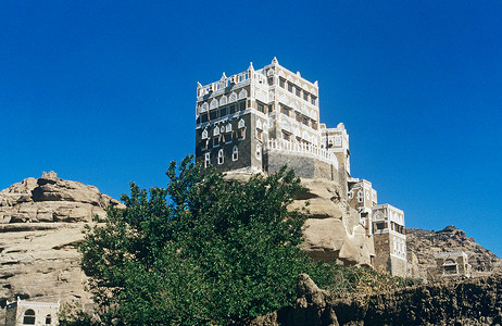 也门岩石宫殿背景图片