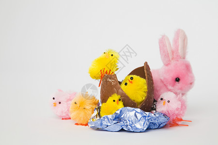 复活节彩蛋玩具小鸡和复活节布努尼图片