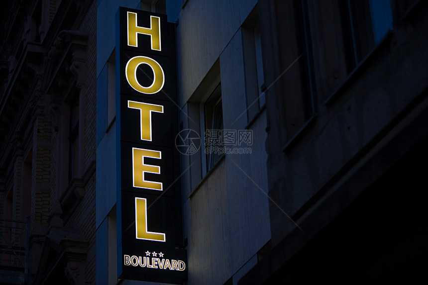 酒店霓虹灯标志图片