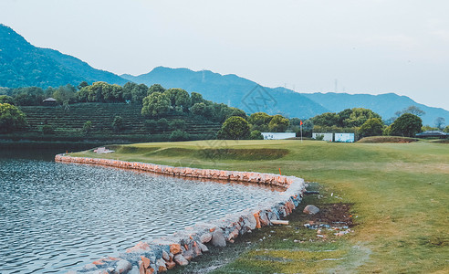 富春山居图杭州市富阳区富春山居度假村高尔夫球场背景