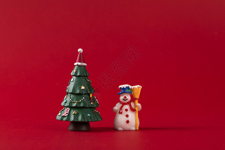 圣诞树小雪人模型背景图片