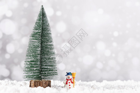 圣诞节雪人圣诞树高清图片