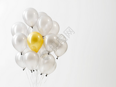 白底银气球中的金色气球图片