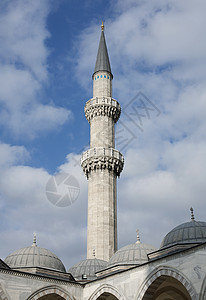 土耳其伊斯坦布尔苏莱曼尼亚清真寺尖塔图片