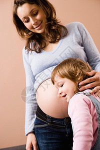 孕妇肚子边的女孩图片